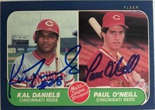 Kal Daniels & Paul O'Neill Dual Autographed 1986 Fleer #646 Rookie Card . rookie card picture