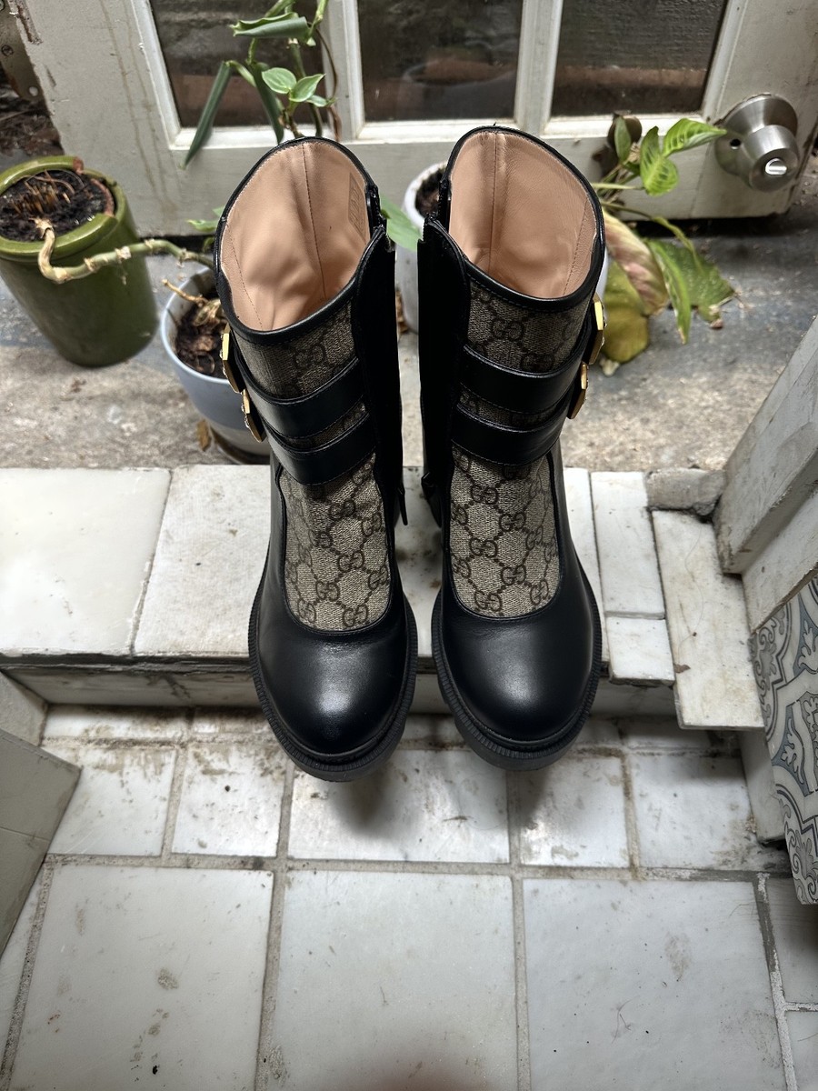 Gucci GG Supreme Leather Ankle Boots | eBay