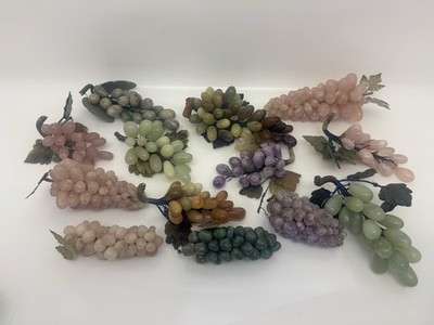 HUGE Lot of 15 Pieces Marble Alabaster Stone Amethyst Jade? Grapes Cluster MCM