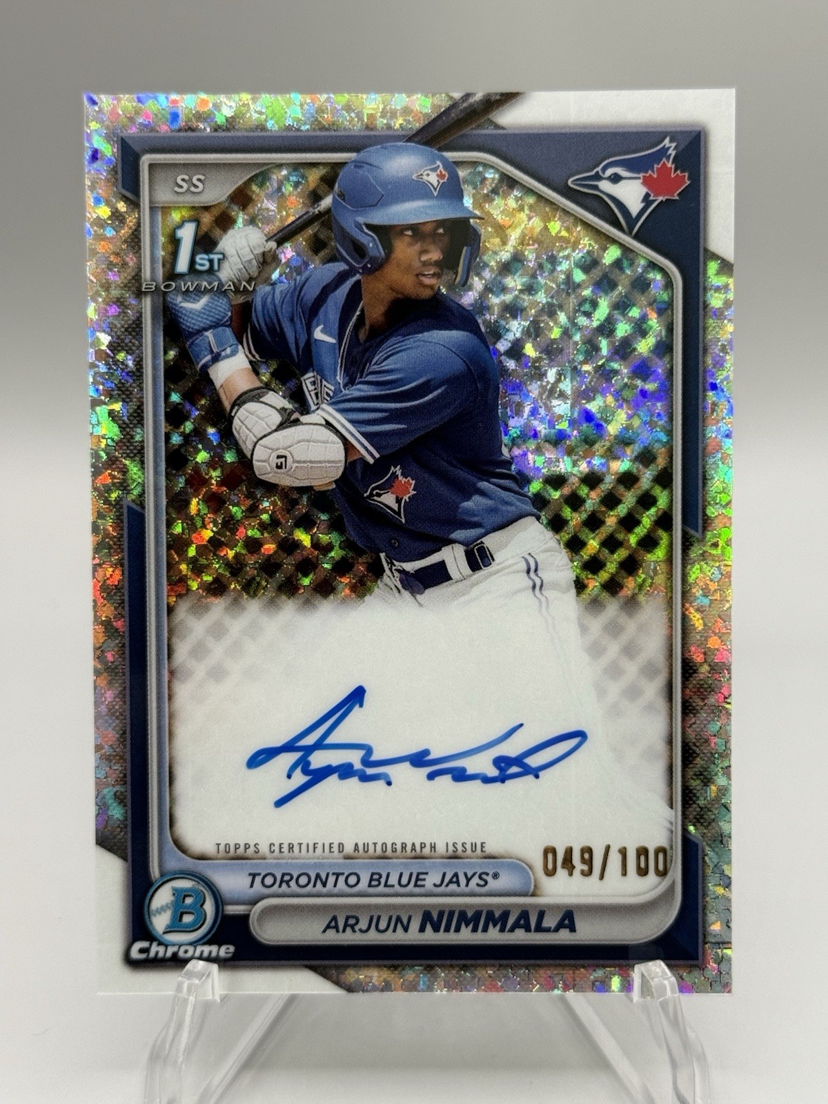 2024 Bowman 1st ARJUN NIMMALA Chrome Prospect Mini Diamond Refractor Auto /100