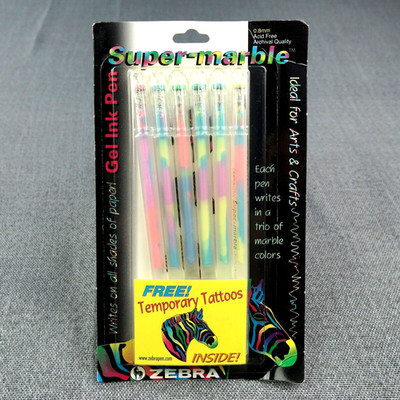 Zebra Super Marble Gel Pens 6 Pack Color Changing Ink Vintage 90s New Sealed