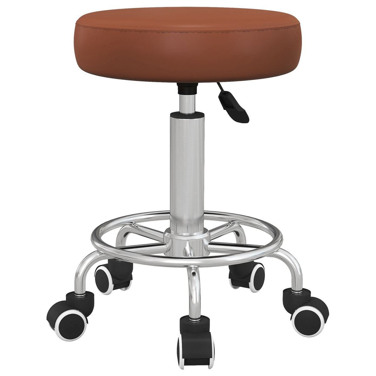 Vinsetto Round PU leather Salon Beautician Stool Adjustable Height - Brown