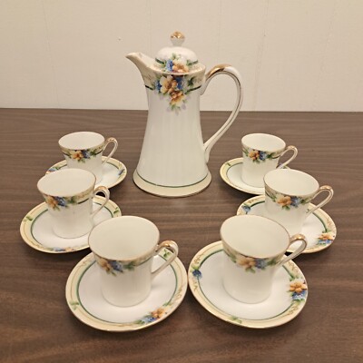 Antique NORITAKE M Floral Hand Painted Tea Set for 6 *RARE* Vintage Japan