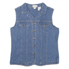Bill Blass Denim Gilet Blue Womens M
