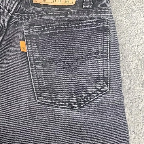 VTG Levis Jeans Boys 14 Black 550 Slim Fit Orange Tab Faded Dark USA 90s Denim - Picture 11 of 12