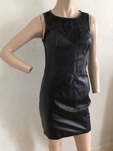 TOPSHOP RARE BLACK LEATHER LACE BODY CON PENCIL MINI DRESS UK 8 EU 36 SMALL BNWT - Picture 7 of 12