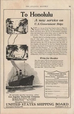 Los Angeles Steamship Company - 1922- To Honolulu Vintage Magazine Advertisement