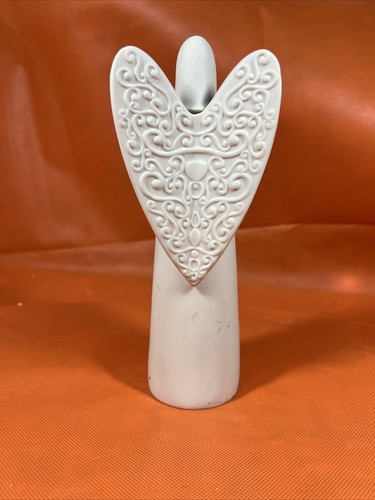 party lite serenity angel tea light candle holder cream white bisque V2 - Picture 4 of 6