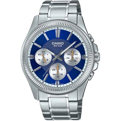 Casio MTP-1375D-2A1VDF HERREN UHR STAHL BLAU 43mm UNTERPREIS