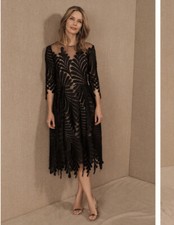 BHLDN Anthropologie Katla Applique Dress Black Size Medium Nwt
