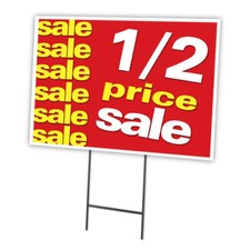 1-2 Price Sale Yard Sign  Stake outdoor plastic coroplast window