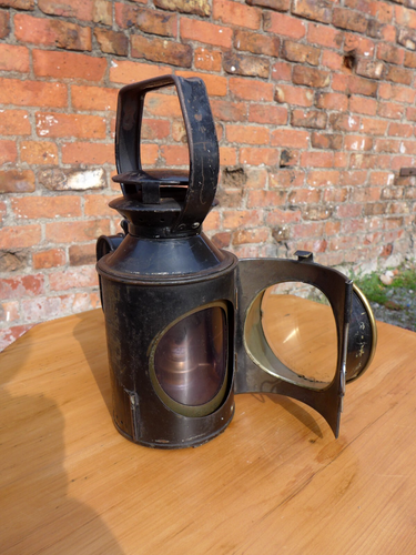 Antike Eisenbahnlampe inkl. Einsatz Display Sammler grün rot weiß Filter * - Bild 5 von 12