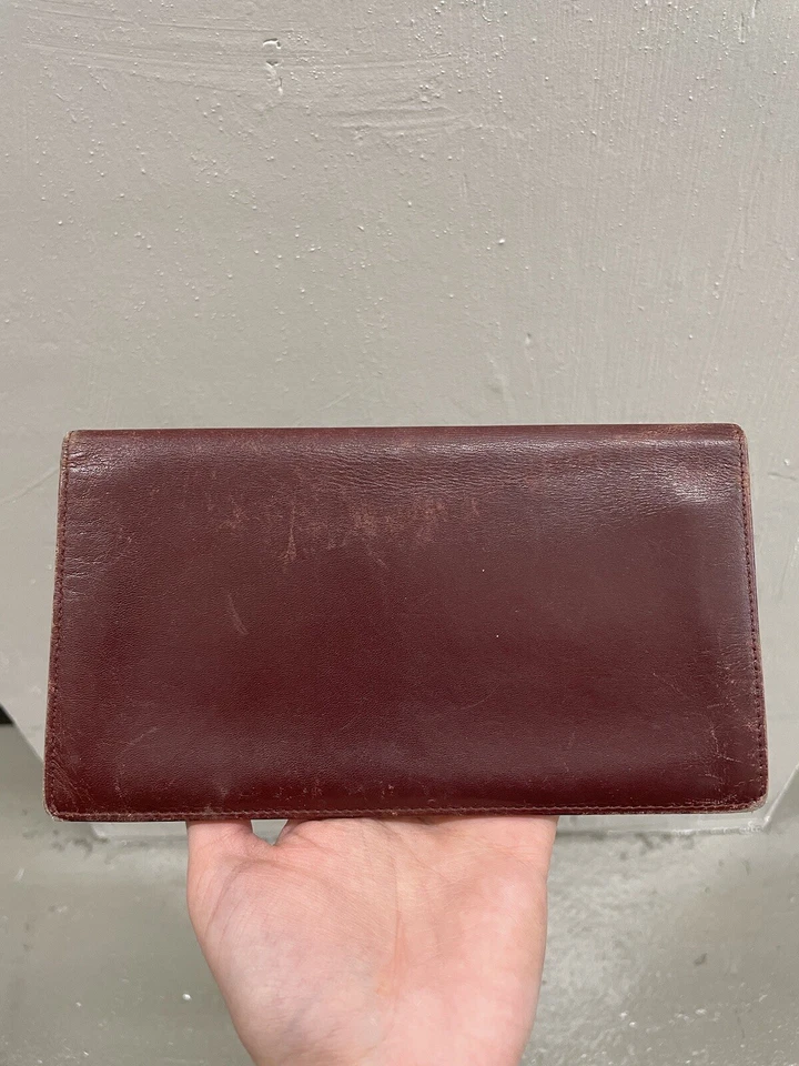 Authentic CARTIER Burgundy Calf Leather Must De Cartier Bifold Envelope Wallet - Image 3 of 4
