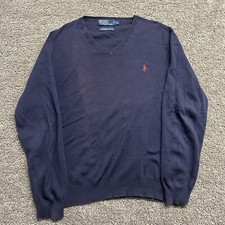 Vintage 90s Polo Ralph Lauren 100 pima cotton v-neck sweater pony VTG XL grunge