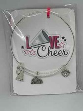 New Cheerleader Theme Bangle Charm Bracelet Silver Handmade Expandable