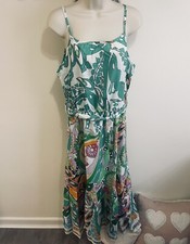 BNWT 101 maxi dress oilly style print pastal colours strappy sz 14 ?? fab Green