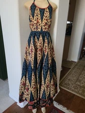 Halter Back Bohemian Long Couture Dress: Frank Govers Fashion Designer (Rare)