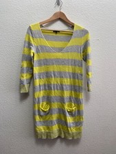 Express Sweater Dress Yellow Gray Color Knit Small Work Casual Business Career