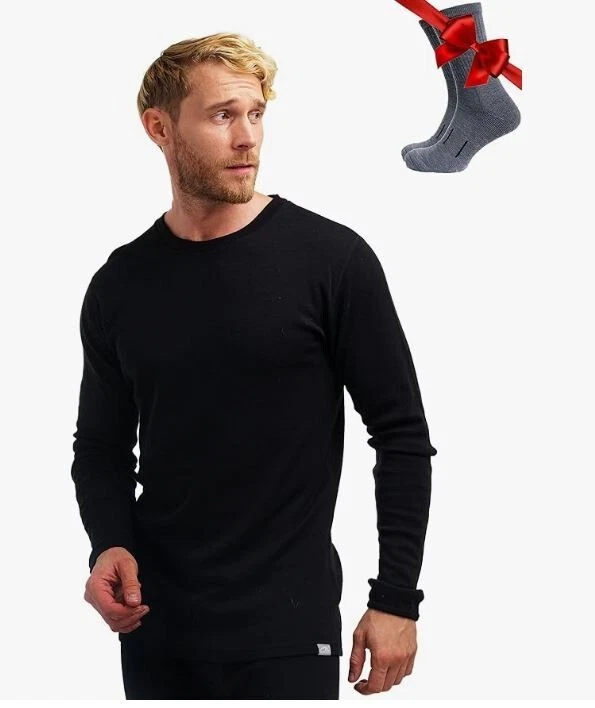 Merino.tech Merino Wool Base Layer - Mens Large 100% Merino Wool Long Sleeve NWT