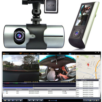 DashCam Car DVR Dual Camera Lens w/ GPS Tracker - Track Location on Google Map