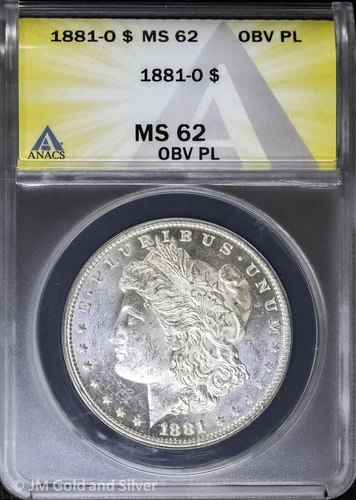 1881-O $1 Morgan Silver Dollar ANACS MS 62 | Obverse Prooflike Uncirculated UNC