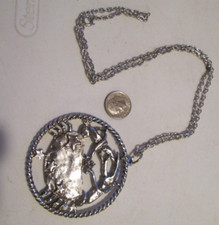 VTG Cancer Zodiac Astrology Astrological Medallion Pendant SilverTone NECKLACE