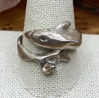 VINTAGE MEXICO HANDMADE STERLING SILVER DOLPHIN WRAP RING SIZE 11.25
