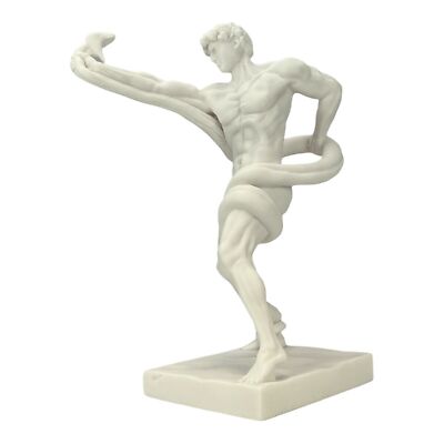 An Athlete Wrestling With A Python Man Snake Marble Statue Sculpture