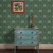 Image of Tropical Palm Trees Geometric Wallpaper Leaf Botanical Holden 13750 Green