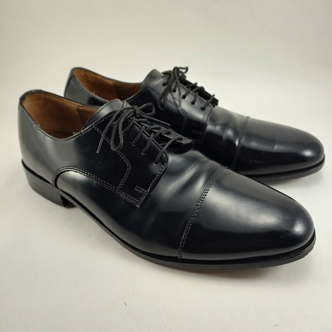 Florsheim Men\'s Black Pebbled Leather w/Cap Toe Classic Oxford Shoes SZ US 11 D Vintage Florsheim Mens Black Pebbled Leather Lace up Wing  main image 3
