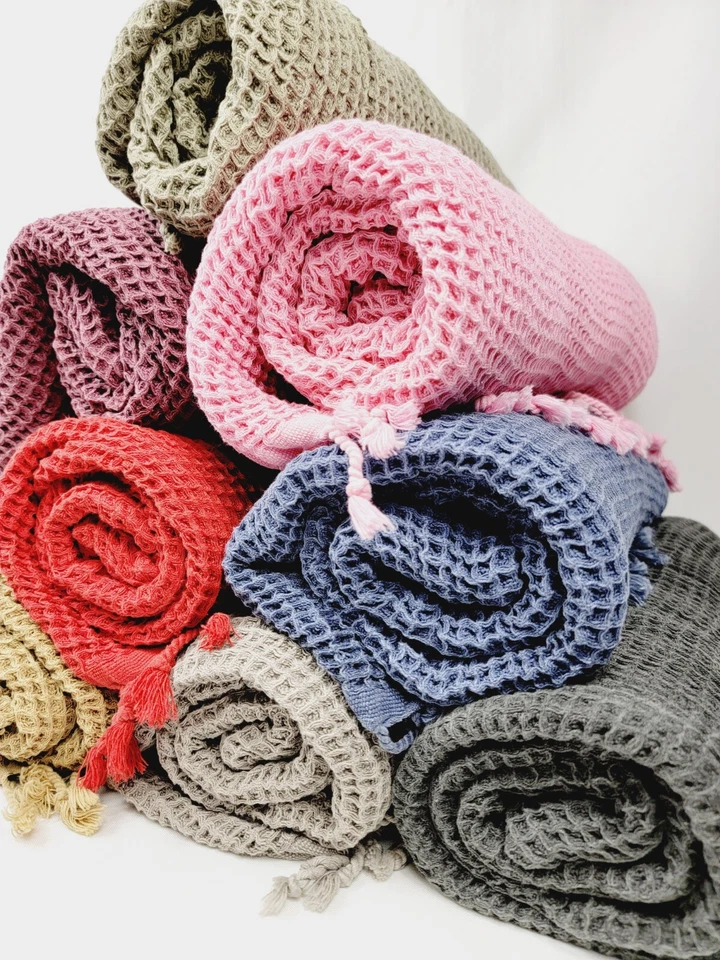 Premium Waffle Turkish Towel,Absorbent Bath Towel 100% cotton unisex throw,towel - Image 2 of 4