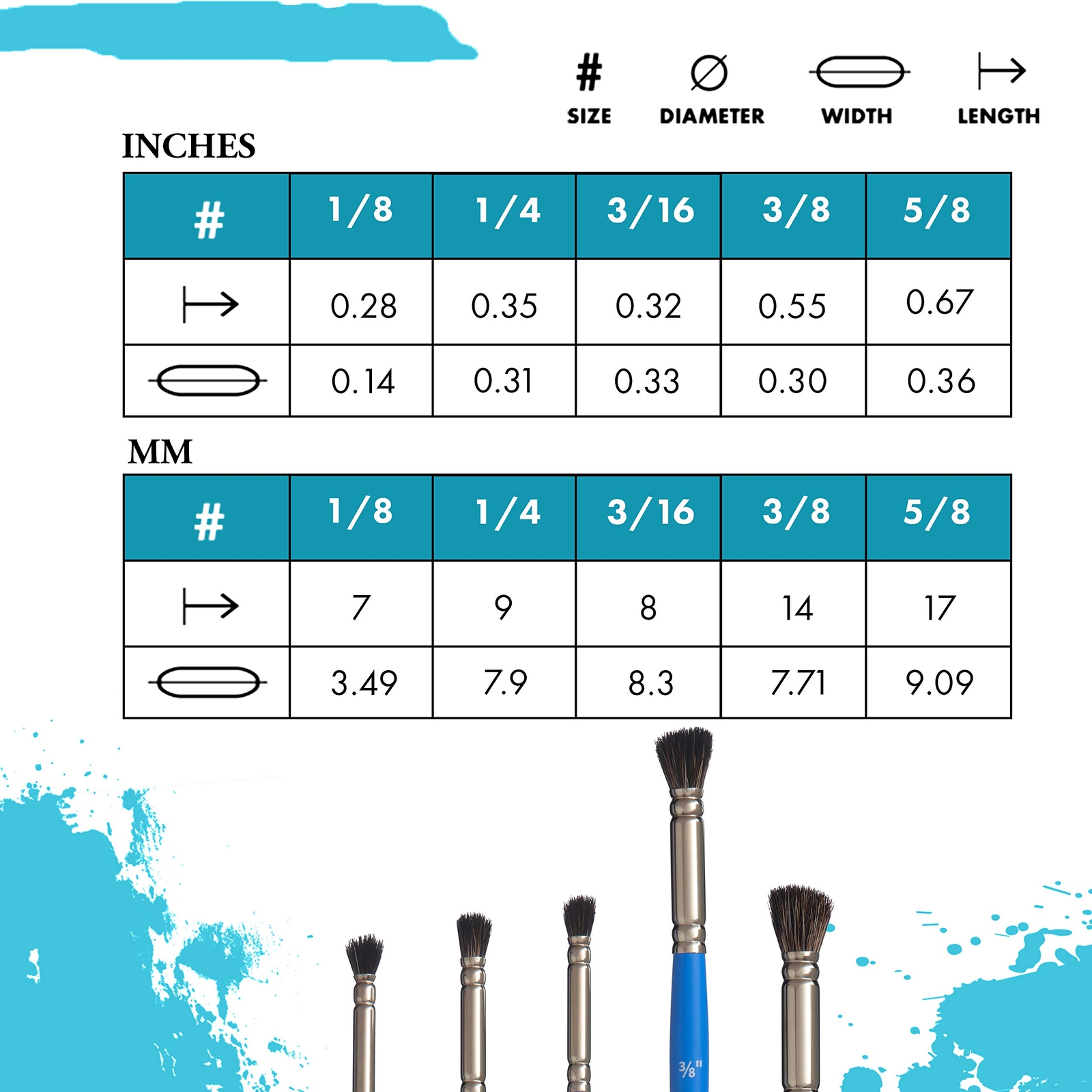 Princeton Select Artiste, Series 3750, Paint Brush, Deerfoot, Size 3/8 Inch