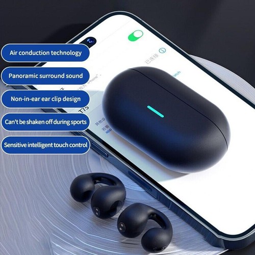 Ear Clip Bluetooth 5.3 Wireless Earbuds Headset Headphones New - Zdjęcie 4 z 22
