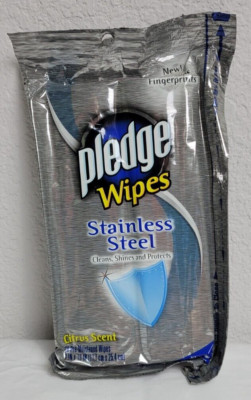 2 Pack Pledge Stainless Steel Wipes 18 ct Citrus Removes Fingerprints RESEALABLE