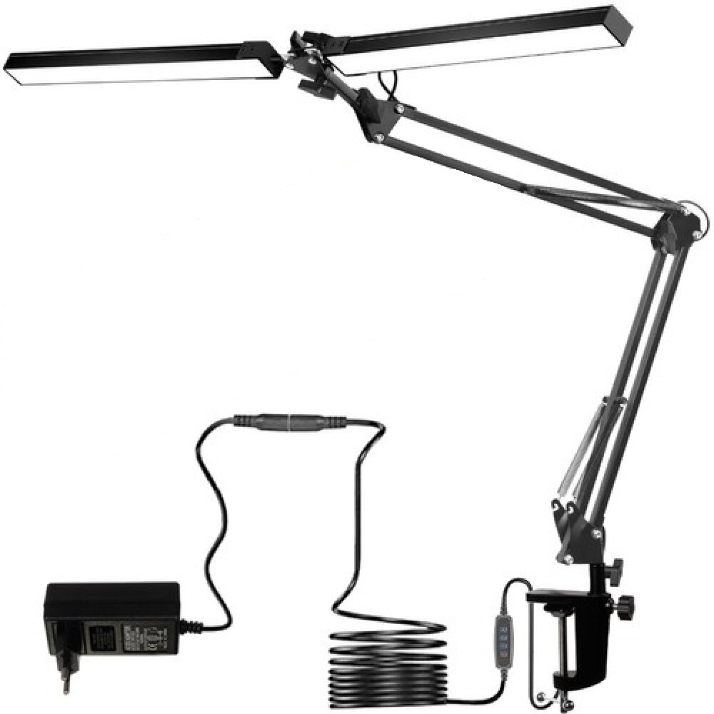 Lampada Scrivania Gaming LED 24W Potente Morsetto Dimmerabile Nero