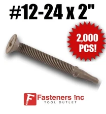 INTERCORP R200W #12-24 x 2" WAR Self Drilling Screw Philips Flat Head - 2,000 