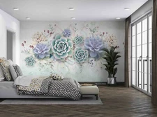 3D Watercolor Succulent Wallpaper Wall Mural Removable Self-adhesive Sticker143