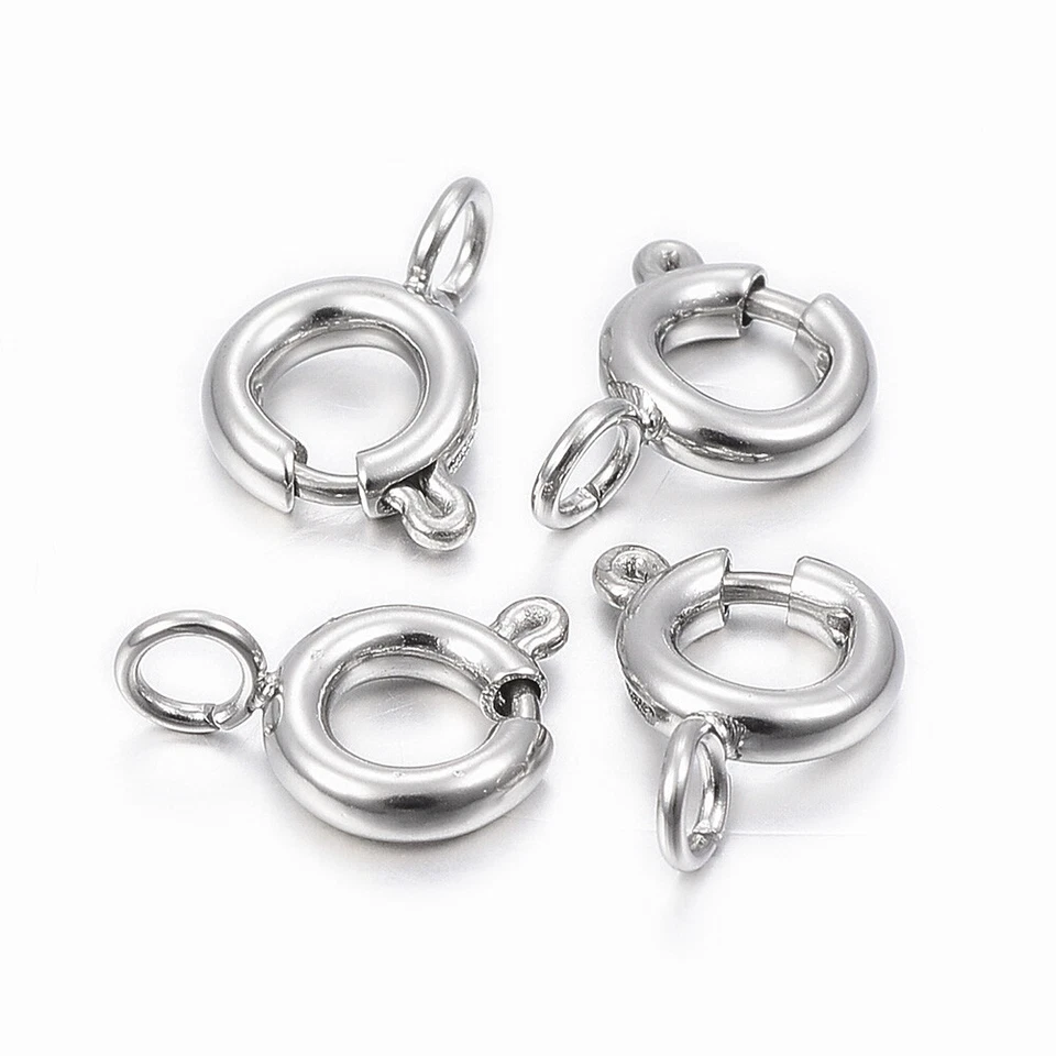 100 pcs 304 Stainless Steel Smooth Surface Spring Ring Clasps Findings 9x6x1.5mm - Image 2 of 2