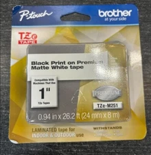 Brother International TZeM251 24mm 8m Black On Matte White