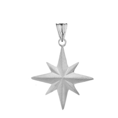 #ad Satin Finish Elegant North Star Pendant Necklace in Sterling Silver $34.99