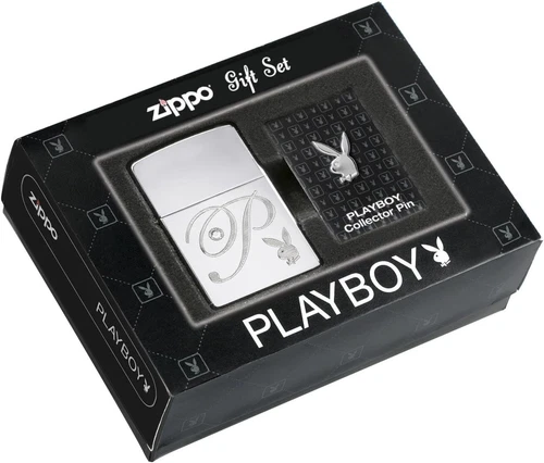 Zippo 24778 Playboy Lighter and Pin Gift Set High Polish Chrome