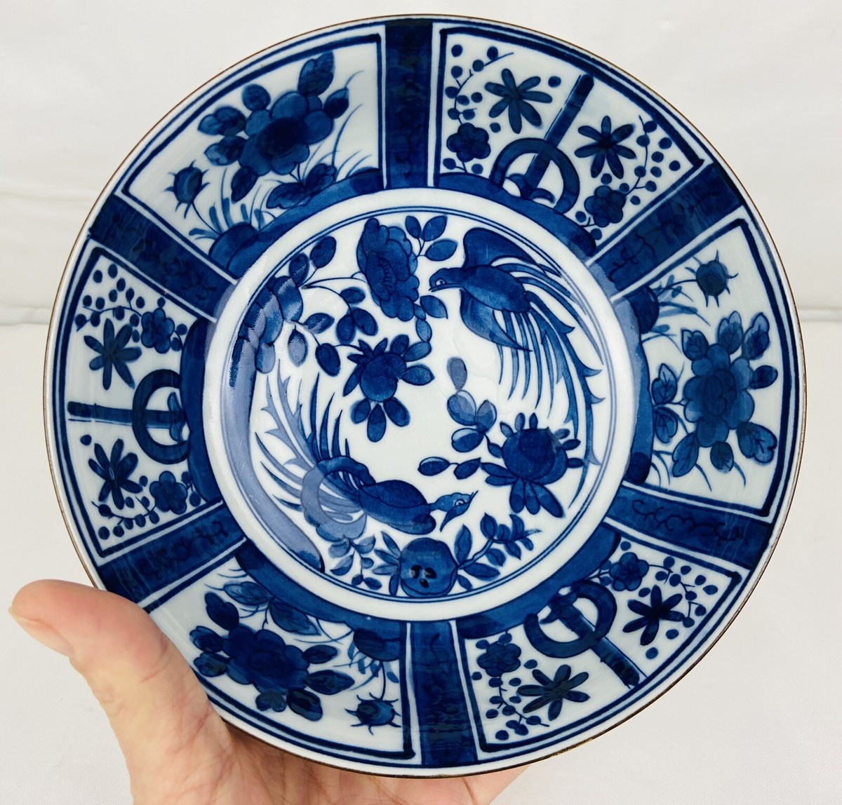 Vintage Japanese Ryu-Ho Sanyo Toki Chinoiserie Blue & White