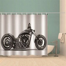 Locomotive Black Pure 3D Shower Curtain Waterproof Fabric Bathroom Decoration