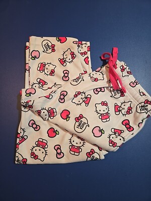  Hello Kitty Message Bubble Sleep Pajama Pants White/Pink SIZE S/M NWOT!