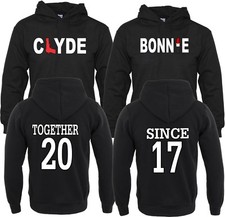 Bonnie  Clyde LOVE VALENTINE Together Since COUPLE PULL OVER HOOD-S-3XL