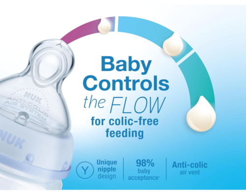 NUK Smooth Flow Anti-Colic Baby Bottle, 5 oz (150 mL), Grey Elephant, 4 Pack - Picture 5 of 5