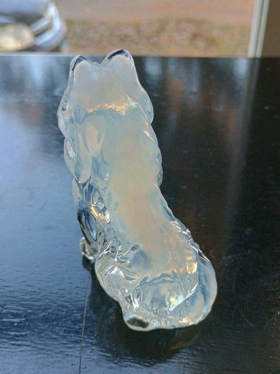 OBO Mosser Art Glass Opal Cloudy Transparent Clear Collie VTG Dog Sheltie 