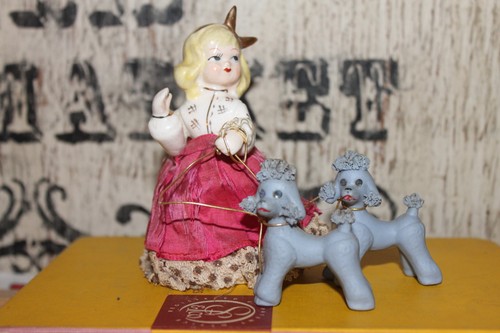 Vintage 1950s Mid-Century Japanese Porcelain Figurine - Girl With Poodles