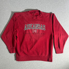Vintage Arkansas RazorBacks Large Crewneck SweatShirt Pullover -Red-