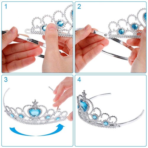 Amaoma 4 Pezzi Vestito Elsa Frozen Bambina Accessori Set da Principessa dei G - Foto 3 di 7